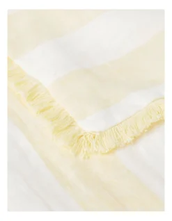 Fringed Linen Table Runner Wide Stripe In Yellow -Homeware Haven Shop 900877150 3 720x928