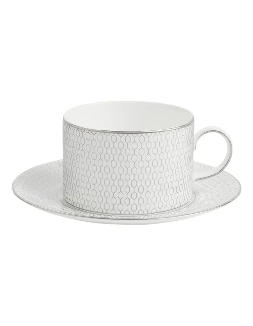 Wedgwood Gio Platinum Teacup & Saucer -Homeware Haven Shop