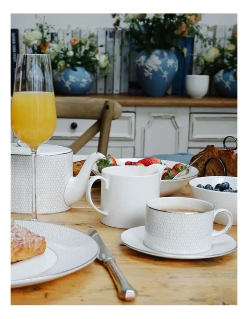 Wedgwood Gio Platinum Teacup & Saucer -Homeware Haven Shop
