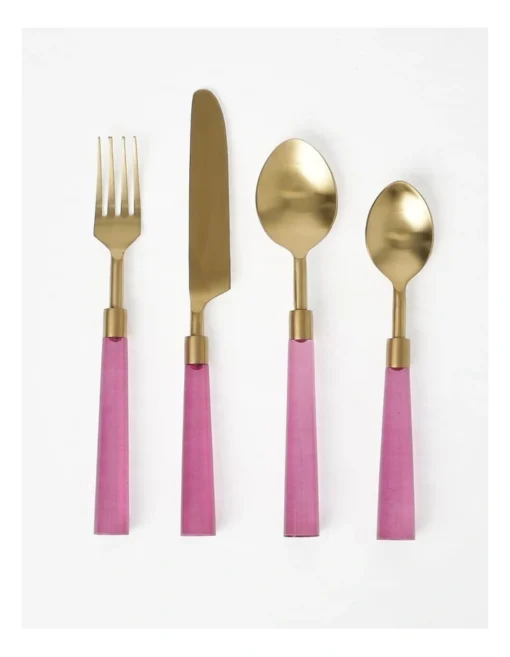 Resin Cutlery Set 16pc In Pink -Homeware Haven Shop