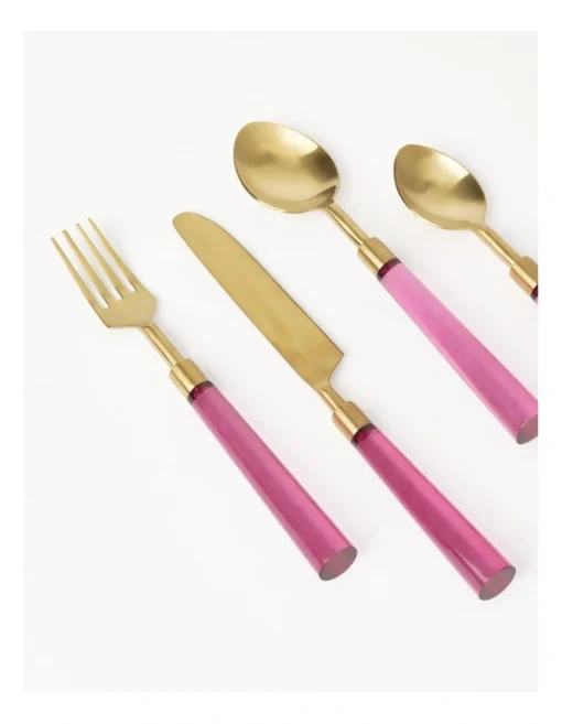 Resin Cutlery Set 16pc In Pink -Homeware Haven Shop