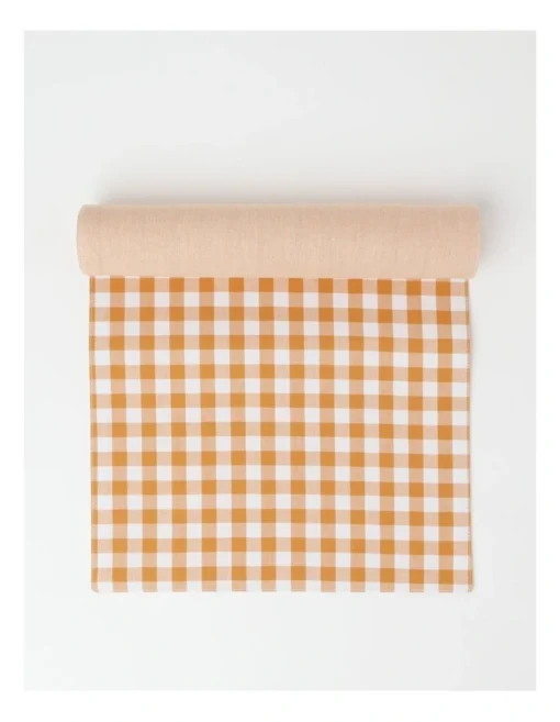 Heritage Gingham Runner In Orange -Homeware Haven Shop