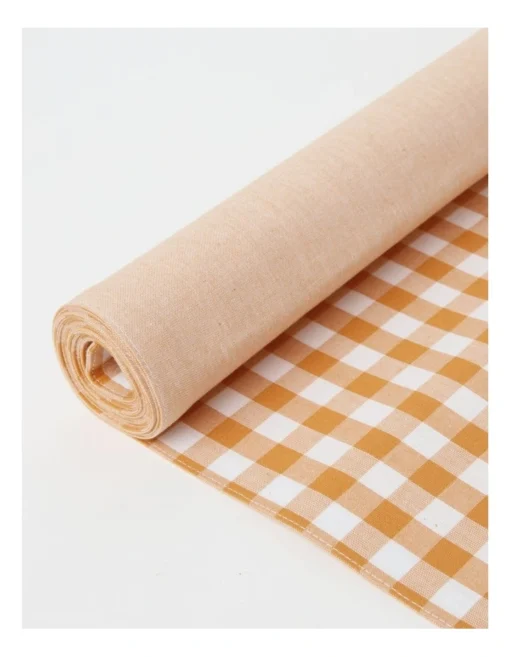 Heritage Gingham Runner In Orange -Homeware Haven Shop
