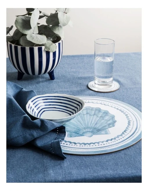 Scallop Round Placemat Set Of 4 Blue -Homeware Haven Shop