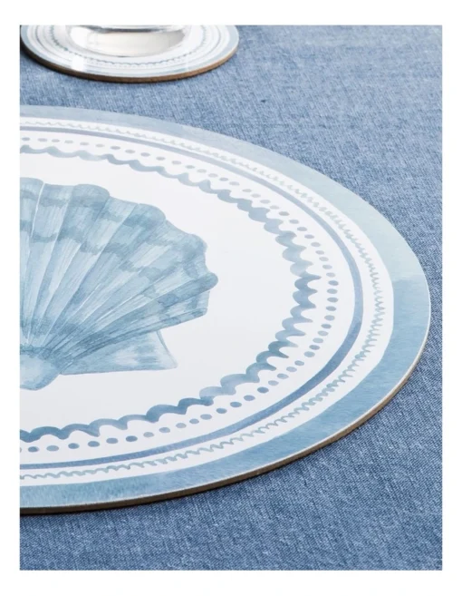 Scallop Round Placemat Set Of 4 Blue -Homeware Haven Shop