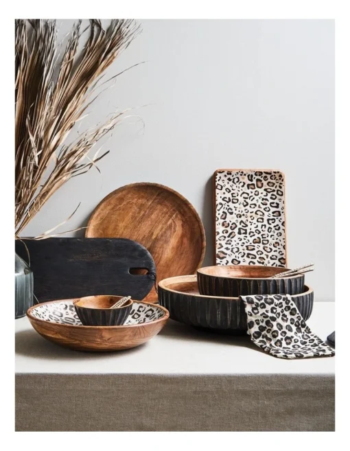Serengeti Engraved Large Black Bowl D42.5xh11.5cm Black -Homeware Haven Shop