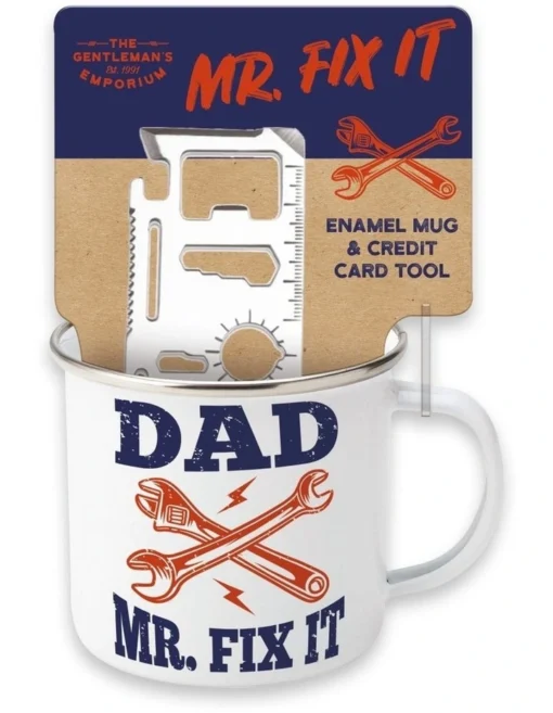 Dad Mr Fixit Enamel Mug & Credit Card DIY Tool Gift Set In Multi -Homeware Haven Shop