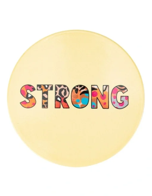 Maxwell & Williams Kasey Rainbow Be Fierce Ceramic Coaster 10cm Strong In Yellow -Homeware Haven Shop