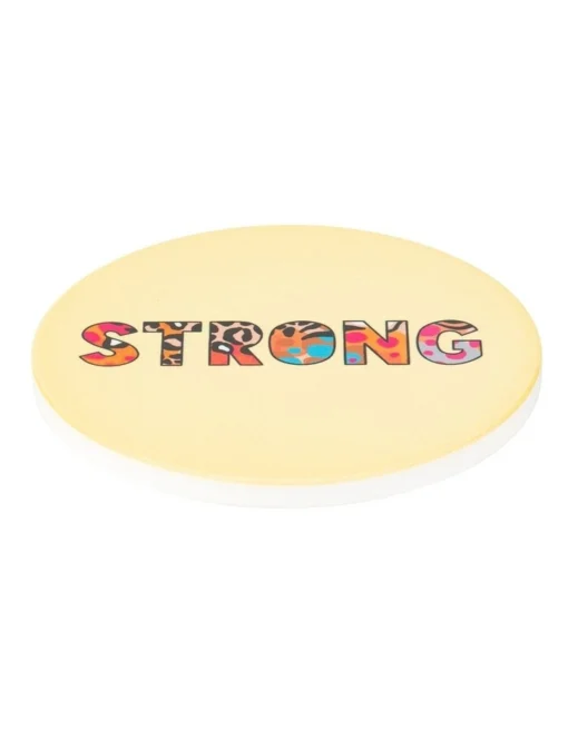 Maxwell & Williams Kasey Rainbow Be Fierce Ceramic Coaster 10cm Strong In Yellow -Homeware Haven Shop