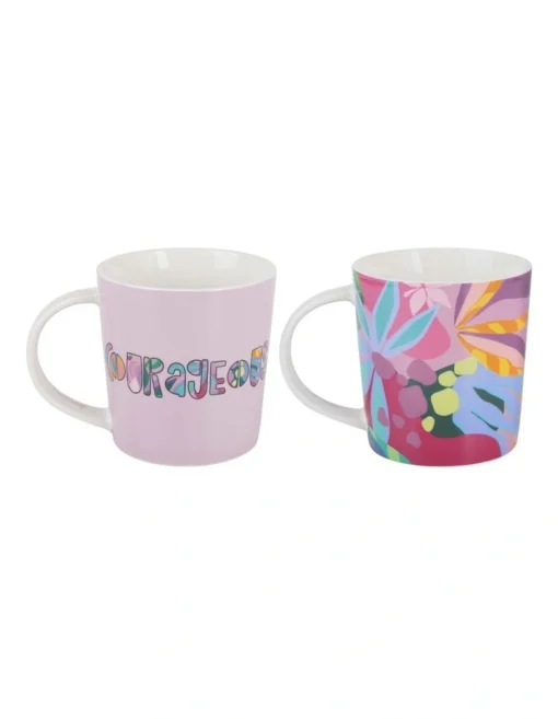 Maxwell & Williams Kasey Rainbow Be Fierce Courageous Mug Set Of 2 380ML Gift Boxed In Multi -Homeware Haven Shop