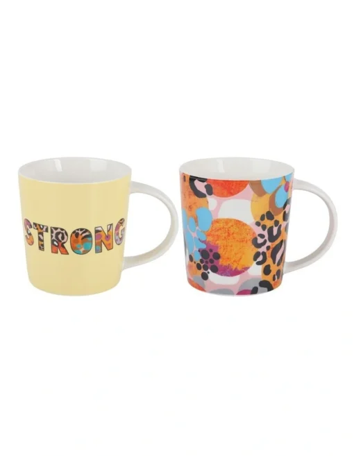 Maxwell & Williams Kasey Rainbow Be Fierce Strong Mug Set Of 2 380ML Gift Boxed In Multi -Homeware Haven Shop