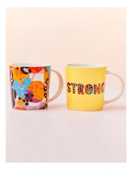 Maxwell & Williams Kasey Rainbow Be Fierce Strong Mug Set Of 2 380ML Gift Boxed In Multi -Homeware Haven Shop