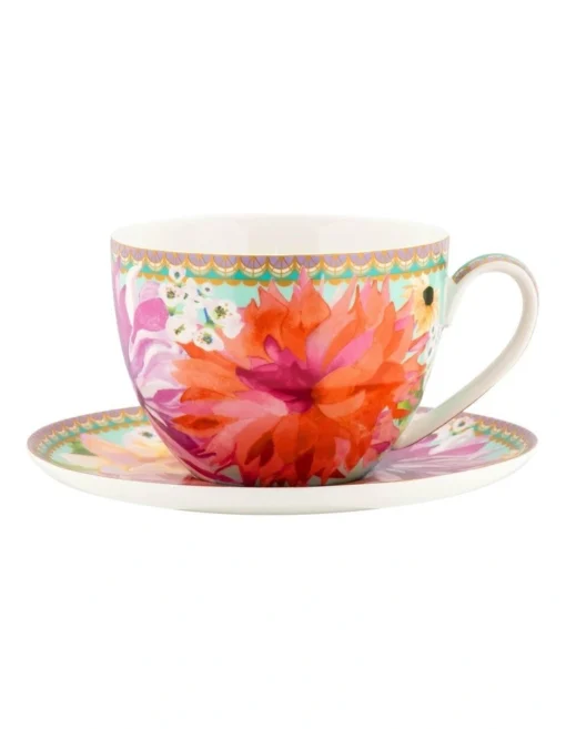 Maxwell & Williams Teas & C's Dahlia Daze Breakfast Cup & Saucer 480ML Gift Boxed In Multi -Homeware Haven Shop