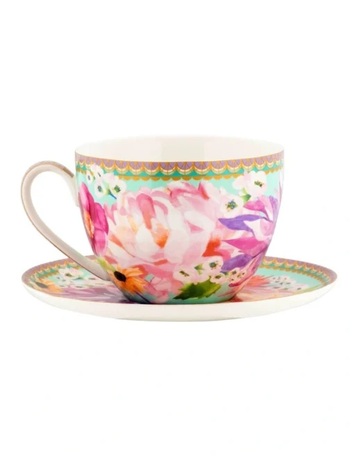 Maxwell & Williams Teas & C's Dahlia Daze Breakfast Cup & Saucer 480ML Gift Boxed In Multi -Homeware Haven Shop