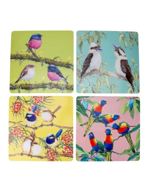 Maxwell & Williams Bird Talk Cork Placemat 29x29cm Set Of 4 Gift Boxed In Assorted -Homeware Haven Shop