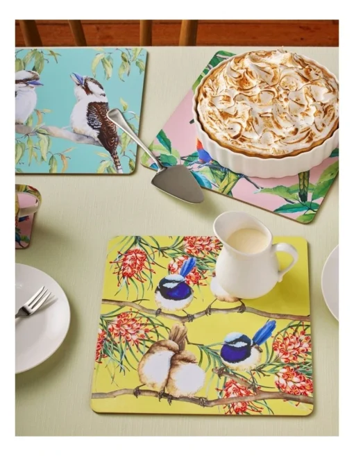 Maxwell & Williams Bird Talk Cork Placemat 29x29cm Set Of 4 Gift Boxed In Assorted -Homeware Haven Shop