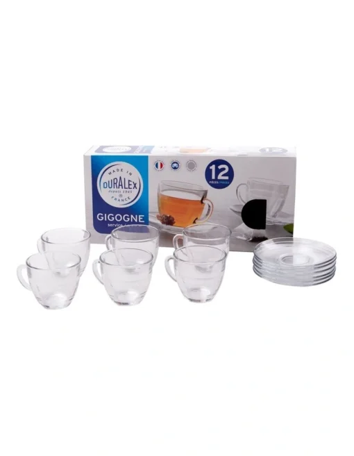 Duralex Gigogne Cup & Saucer 220ml Set Of 6 In Clear -Homeware Haven Shop
