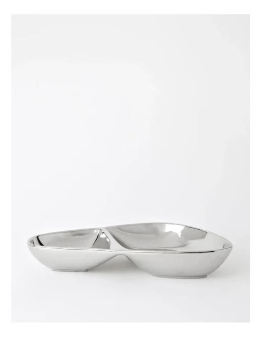 Electra Servingware 2 Divided Bowl In Silver -Homeware Haven Shop