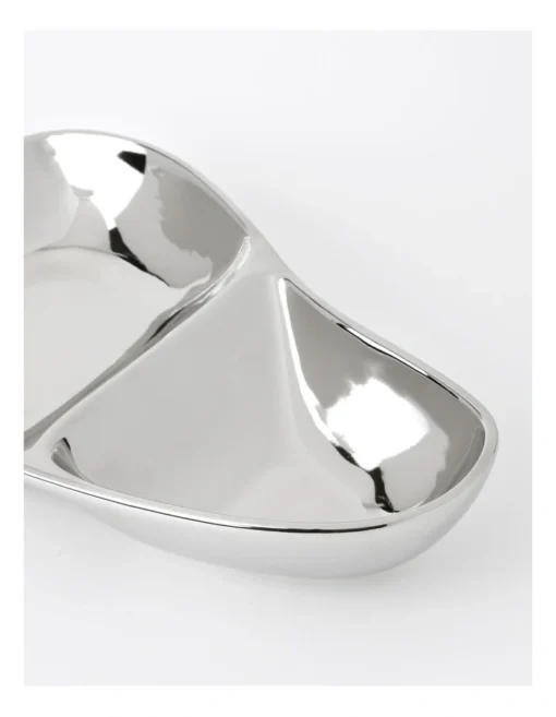 Electra Servingware 2 Divided Bowl In Silver -Homeware Haven Shop