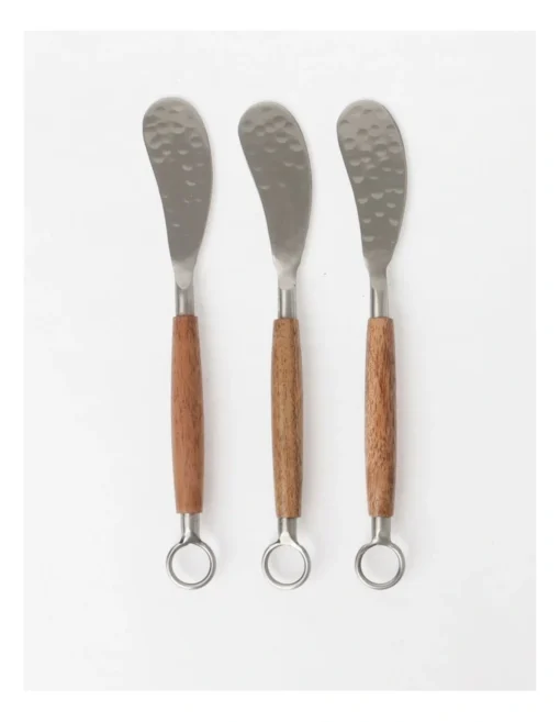 Alpha Hammered Pate Knives Set Of 3 In Natural -Homeware Haven Shop
