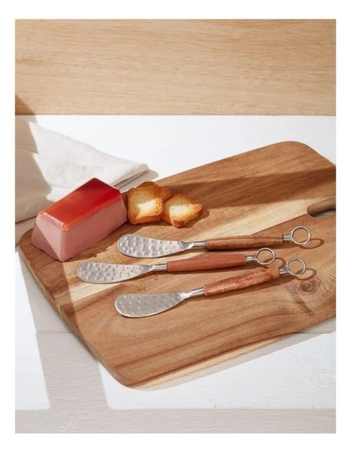 Alpha Hammered Pate Knives Set Of 3 In Natural -Homeware Haven Shop