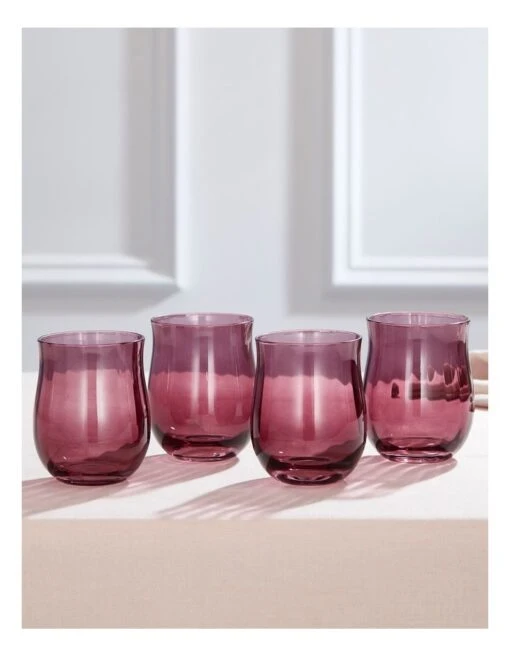 Heritage Tulip Tumbler Set Of 4 In Purple -Homeware Haven Shop