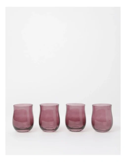Heritage Tulip Tumbler Set Of 4 In Purple -Homeware Haven Shop