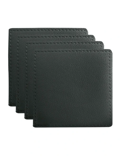 Maxwell & Williams Table Accents Leather Coaster 10x10cm Set Of 4 In Charcoal -Homeware Haven Shop