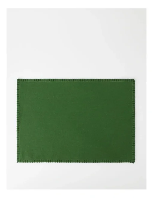 Heritage Traditional Stitch Placemat 33x48cm In Green -Homeware Haven Shop