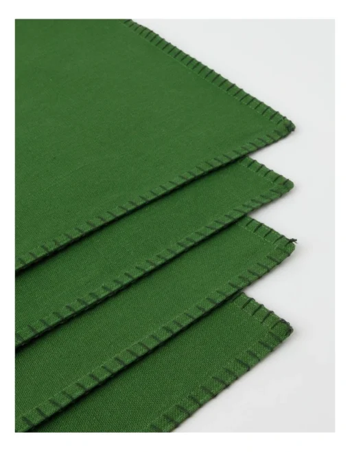 Heritage Traditional Stitch Placemat 33x48cm In Green -Homeware Haven Shop