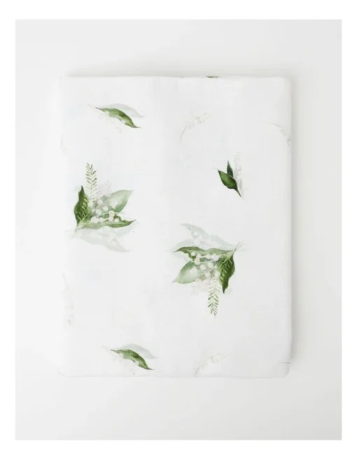 Heritage Lily Of The Valley Table Cloth 150x220cm In White -Homeware Haven Shop