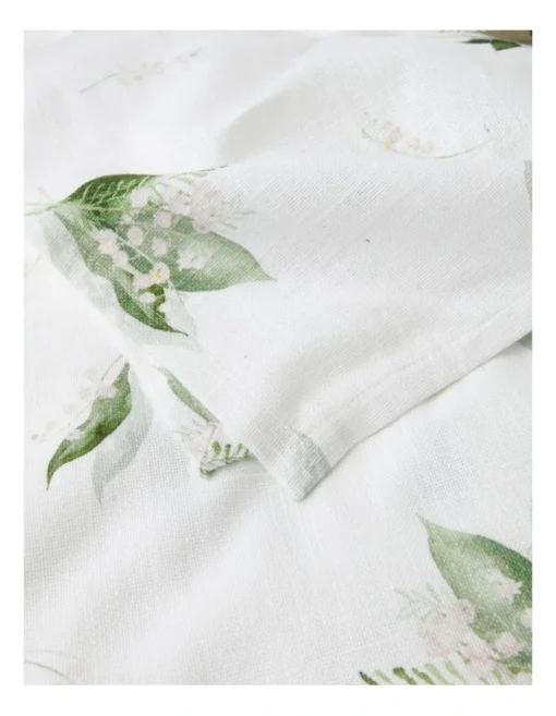 Heritage Lily Of The Valley Table Cloth 150x220cm In White -Homeware Haven Shop