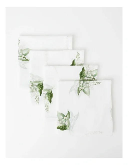 Heritage Lily Of The Valley Napkin 40x40cm In White -Homeware Haven Shop