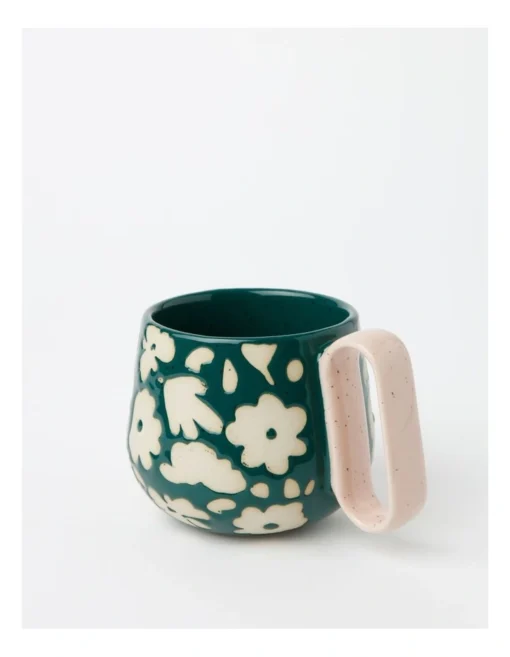 Ambiance Stackable Mug Set Of 4 In White/Green -Homeware Haven Shop