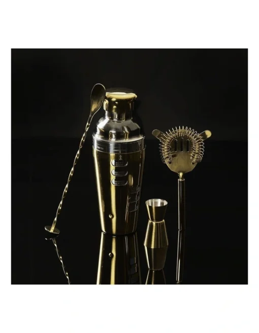 Mixologist 750ml Cocktail Bartender 4 Piece Set In Gold -Homeware Haven Shop