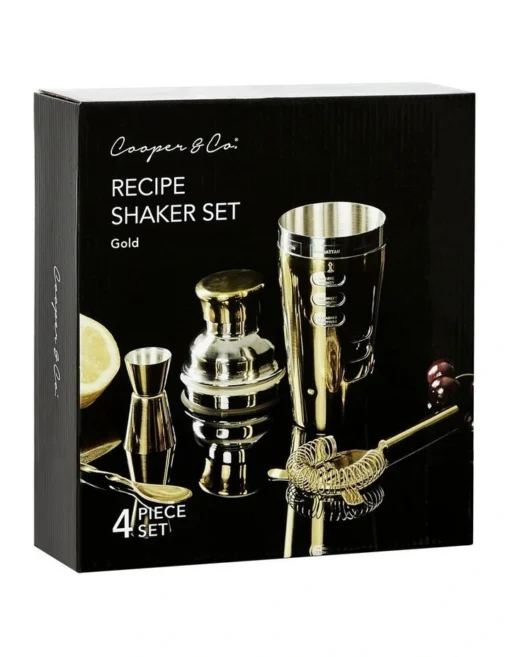 Mixologist 750ml Cocktail Bartender 4 Piece Set In Gold -Homeware Haven Shop