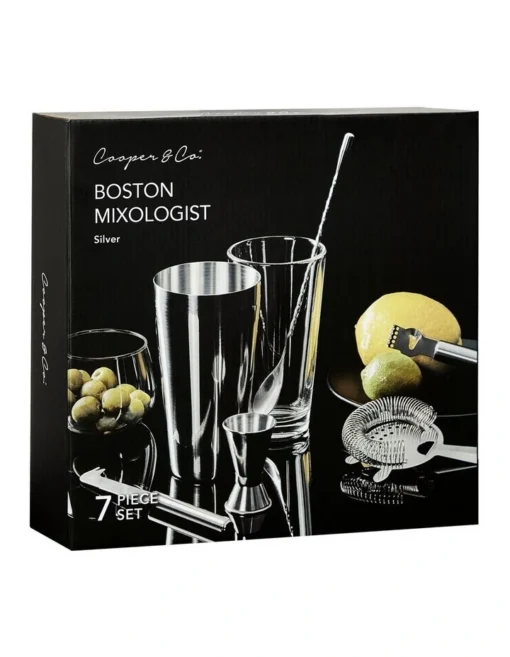 Mixologist 800ml Cocktail Bartender 7 Piece Set In Silver -Homeware Haven Shop