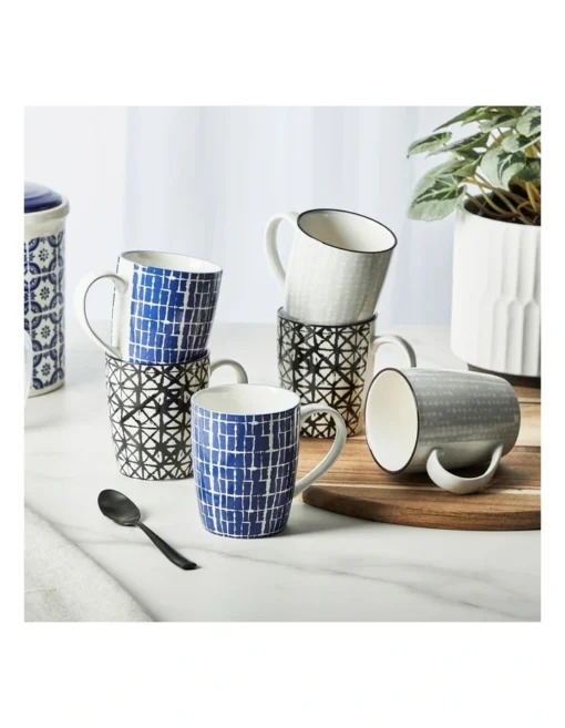 Porcelain Wabisabi Mugs Set Of 6 In Multi -Homeware Haven Shop
