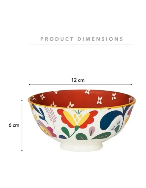 Floral Porcelain Polish Rice Bowls Set Of 6 In Multi -Homeware Haven Shop