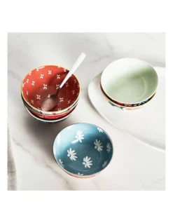 Floral Porcelain Polish Rice Bowls Set Of 6 In Multi -Homeware Haven Shop 954962920 5 720x928