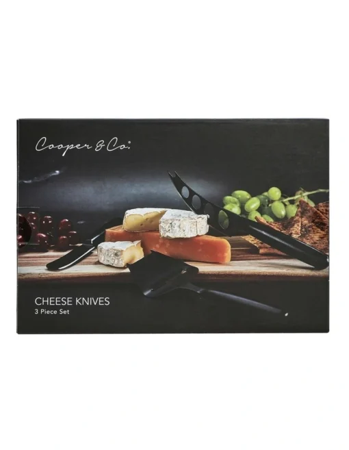 Cheese Knives Set Of 3 In Black -Homeware Haven Shop