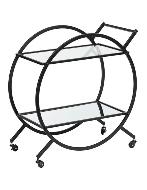 Remy Steel Bar Cart With Glass Rack In Black -Homeware Haven Shop