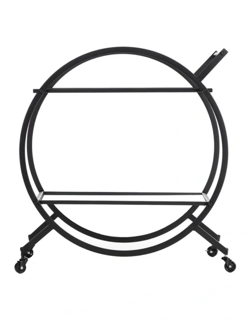 Remy Steel Bar Cart With Glass Rack In Black -Homeware Haven Shop