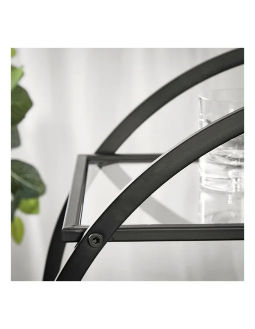 Remy Steel Bar Cart With Glass Rack In Black -Homeware Haven Shop