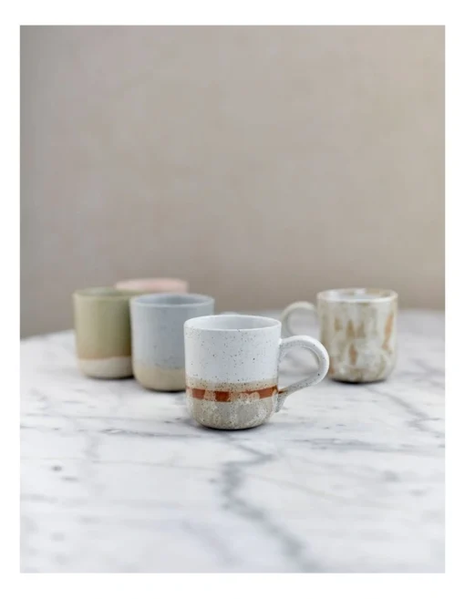 Solace Clay Mug With Reactive Glaze 350ml In White Brush -Homeware Haven Shop