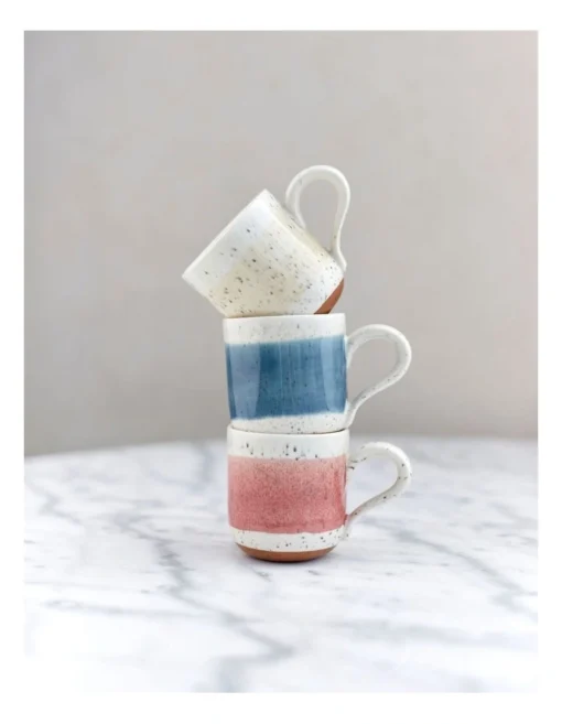Solace Clay Mug With Reactive Glaze 350ml In White Brush -Homeware Haven Shop