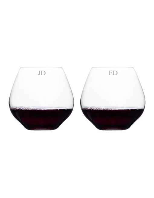 Personalised Vola Stemless Red Wine Set Of 2 Without Gift Box In Clear -Homeware Haven Shop