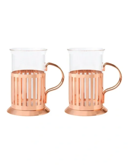 Maxwell & Williams Gift Boxed Blend Colombia Glass With Frame 250ml Set Of 2 In Rose Gold -Homeware Haven Shop