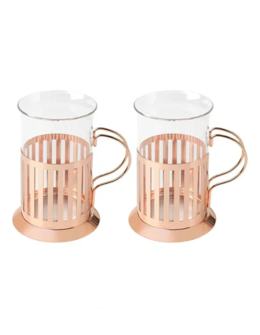 Maxwell & Williams Gift Boxed Blend Colombia Glass With Frame 250ml Set Of 2 In Rose Gold -Homeware Haven Shop