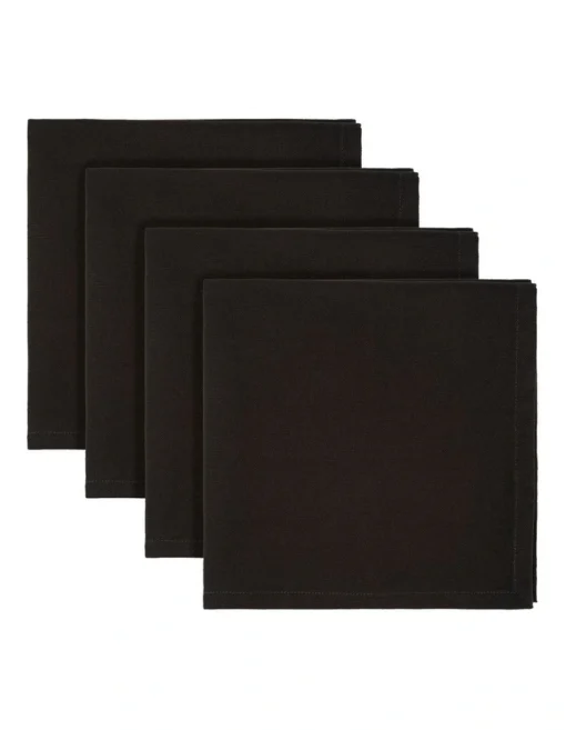 Maxwell & Williams Cotton Classics Napkin Set Of 4 45x45cm In Black -Homeware Haven Shop